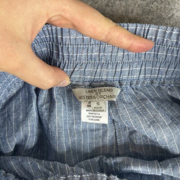 Hester & Orchard Linen Shorts Womens Small Blue Striped Lightweight - Picture 4 of 8
